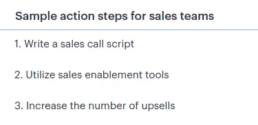 sample action steps for sales team 