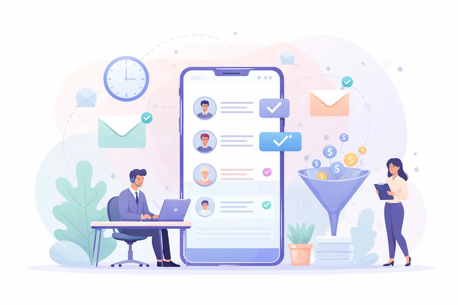 illustration of automated follow-up workflow for remote sales teams using call tracking and lead management