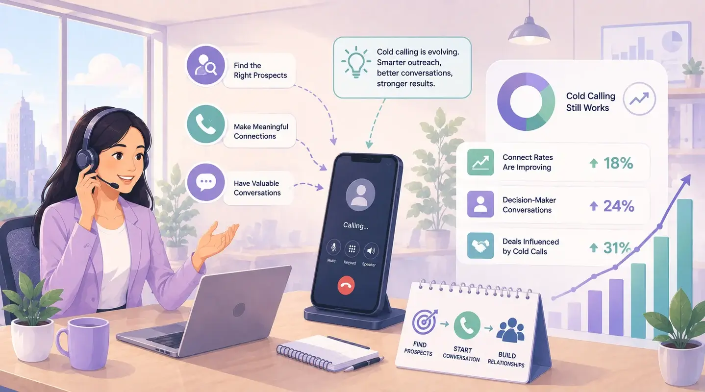 Does cold calling really work in 2026? Sales representative using telecalling CRM software with real-time call tracking dashboard