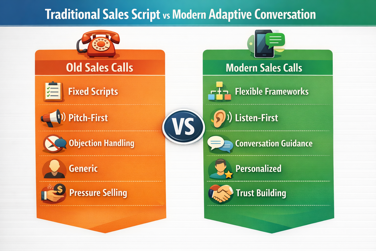 Traditional vs modern sales calls infographic