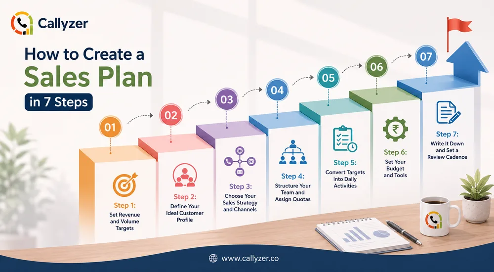 Sales planning dashboard illustrating the seven steps to build a successful sales plan