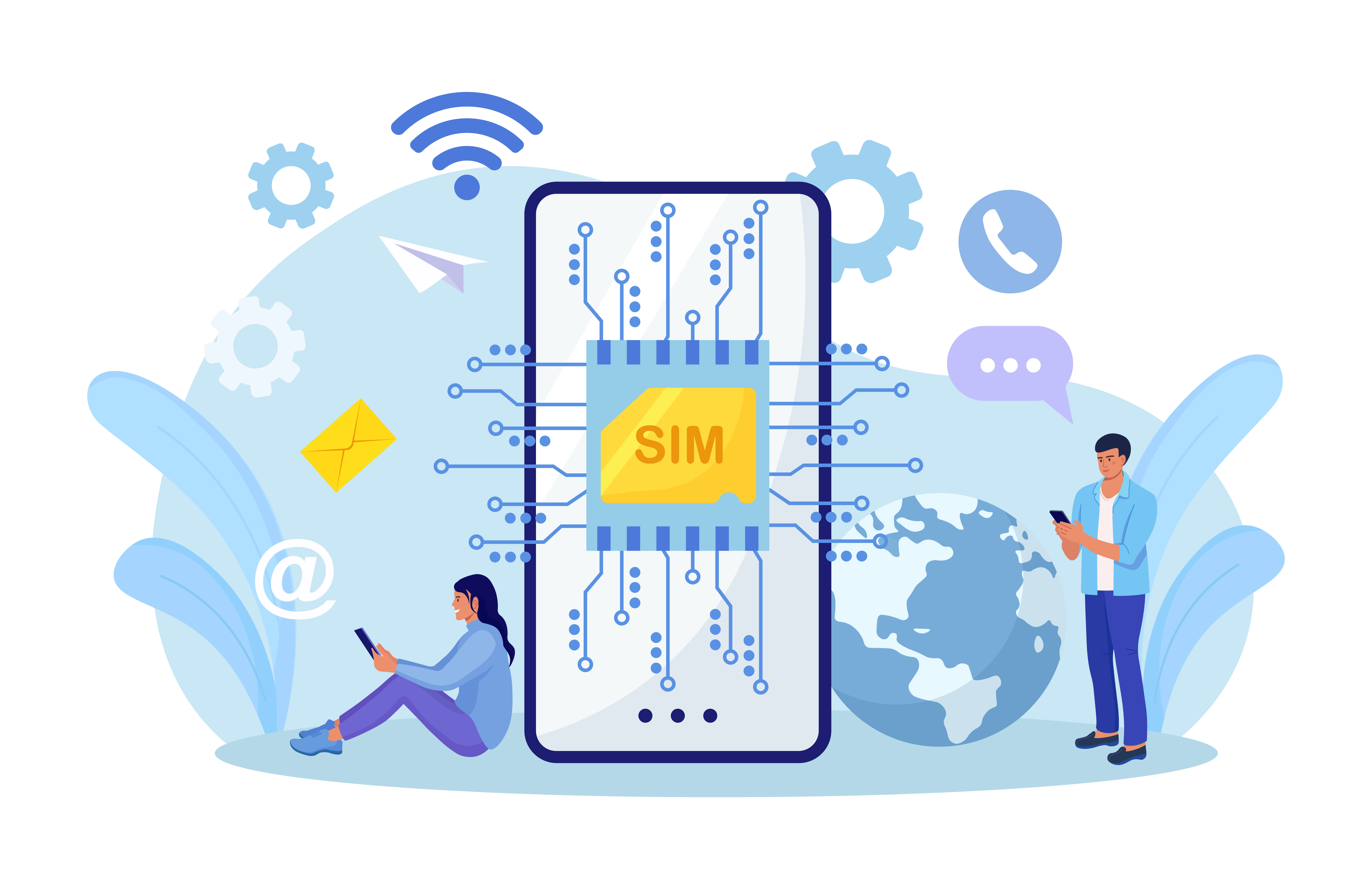 embedded sim card microcircuit young people use modern mobile phone with sim card chip new digital technology smartphone with integrated circuit card