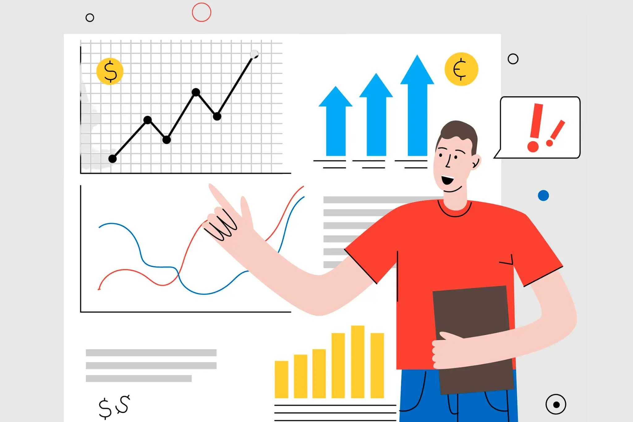 A man pointing towards analytical data displayed on the whiteboard