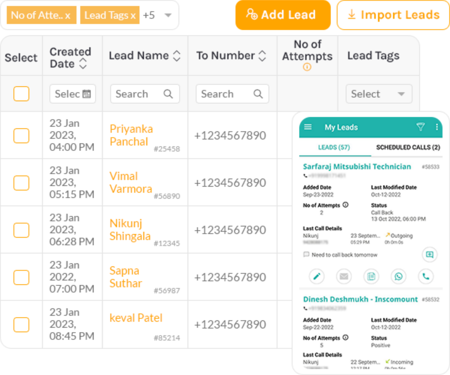 Callyzer lead management feature dashboard