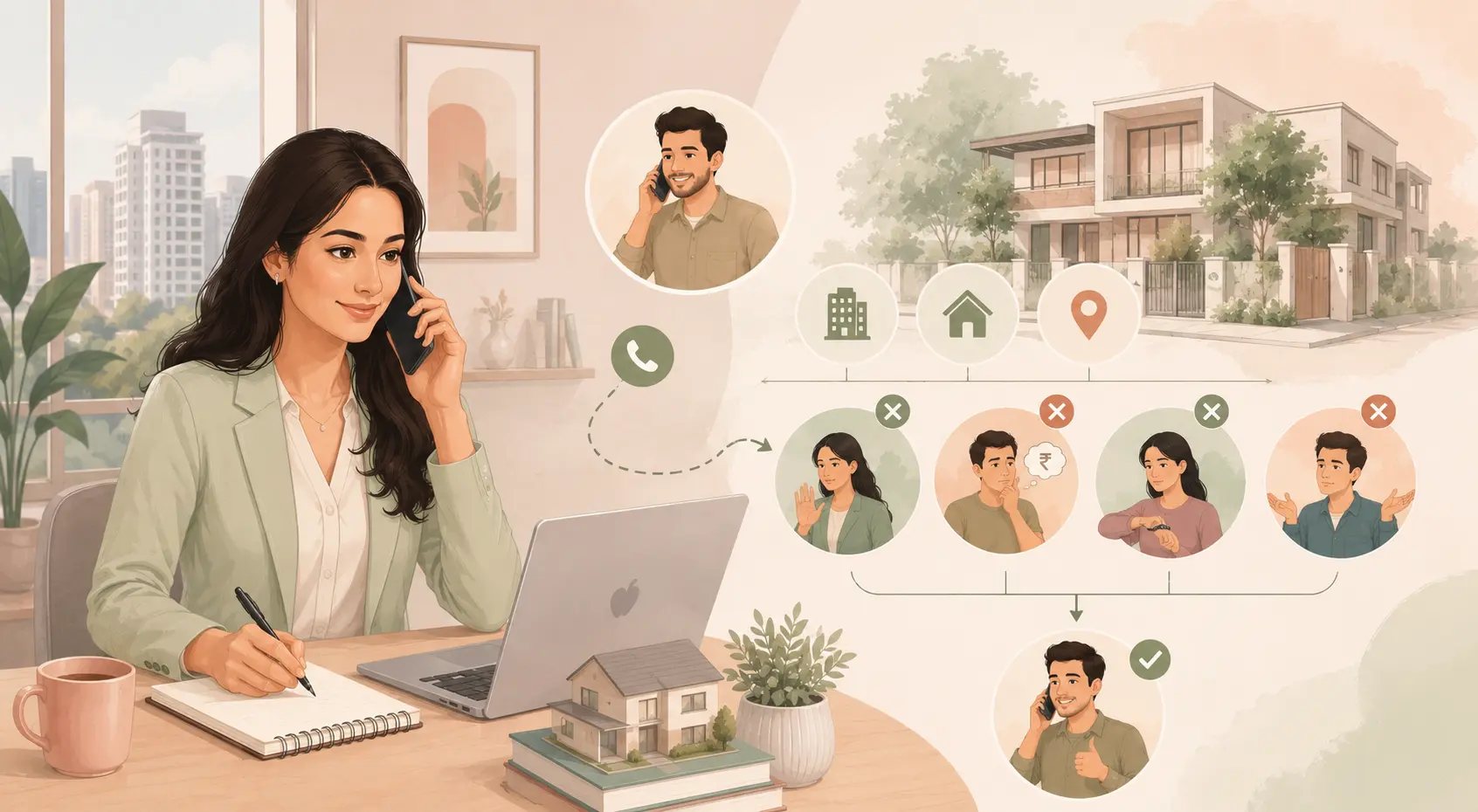 Real estate cold calling script with objection handling for Indian property agents.